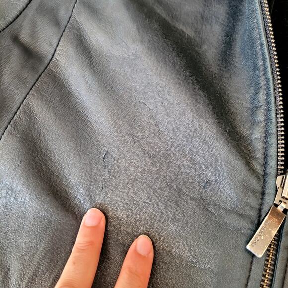 Vtg 90's Kenneth Cole Leather Velvet Reversible Jacket Sz S - Picture 8 of 10